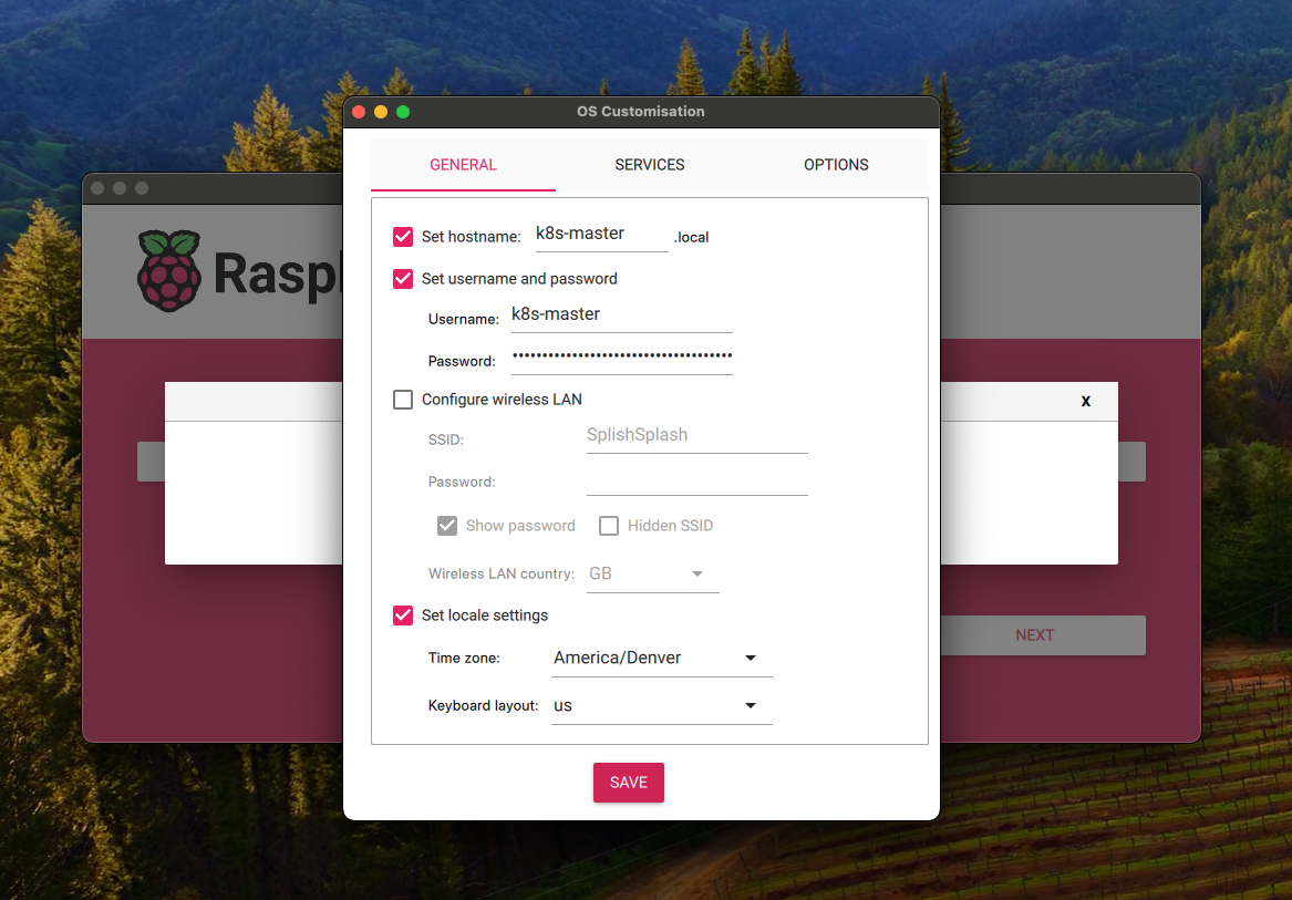 Raspberry Pi Imager Settings